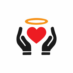 Obraz premium Hands Protecting a Heart with a Halo: Symbol of Divine Love and Care