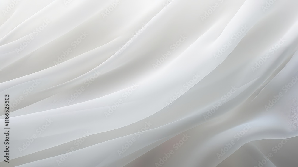 Poster elegant white fabric texture draped in soft waves, showcasing lightness and fluidity for versatile d