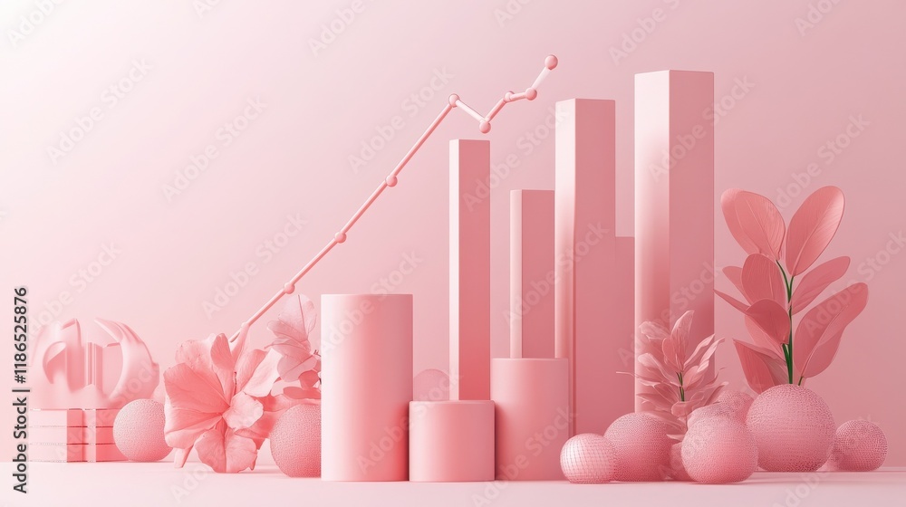 Poster a graph depicting financial growth with ascending lines and bar charts.