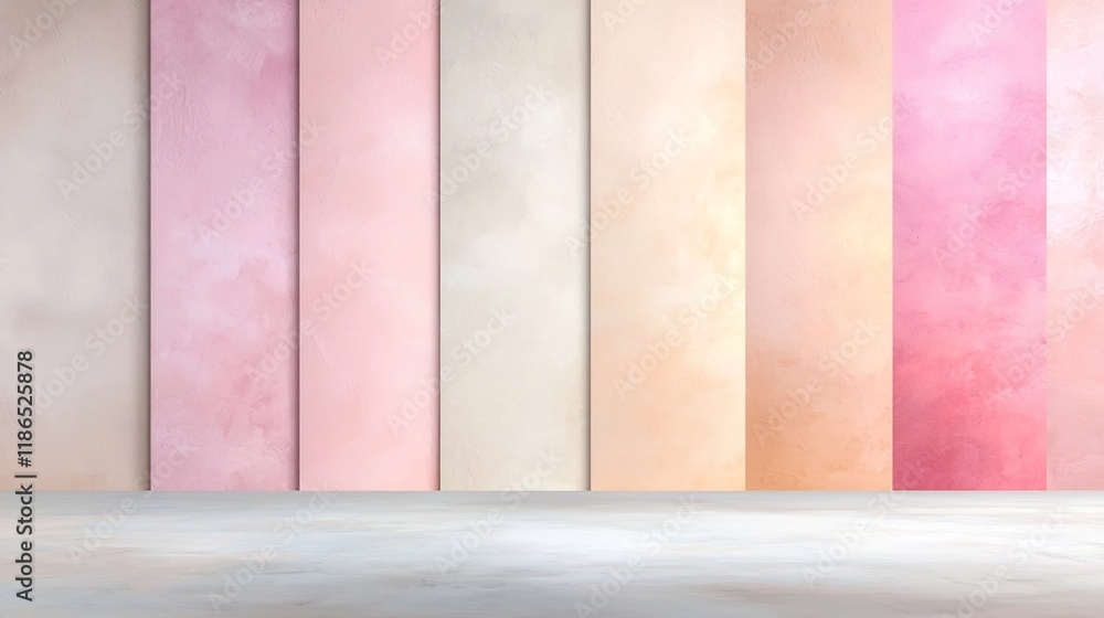 Poster soothing pastel toned gradient canvas transitioning effortlessly from delicate pink hues to soft bei