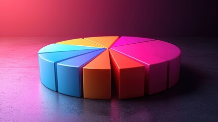 Fototapeta premium Colorful pie chart representing data segments.