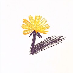 Vibrant Hand-Drawn Dandelion Illustration: Expressive Yellow Flower Sketch on White. AI Generated