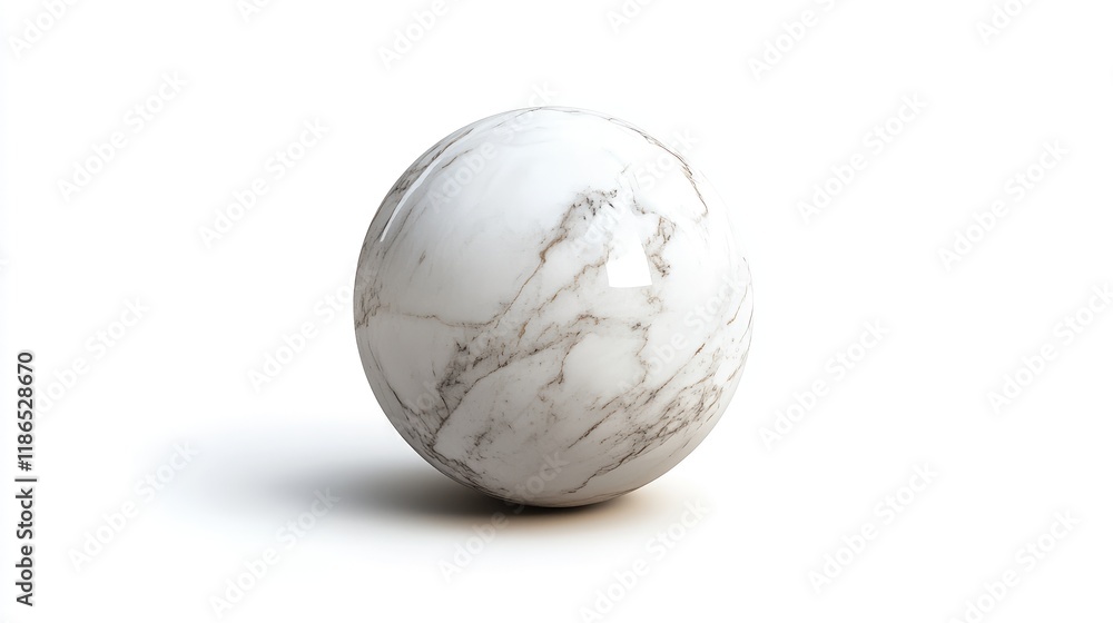 Poster marble sphere with natural veins isolated on white background for texture and material design concep