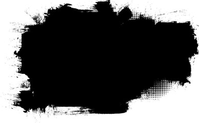 black ink brushed painting blank space banner label grunge graphic element abstract background