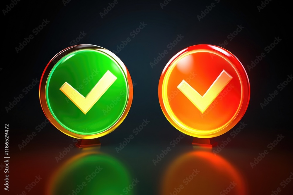 Poster two buttons with a check mark, suitable for various applications such as forms, surveys, and more