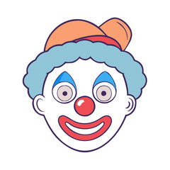 clown face vector icon, fools’ day vector illustration - simple illustration of clown face perfect for logos, and fools’ day-themed designs.