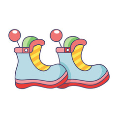 clown shoes vector icon, fools’ day vector illustration - simple illustration of clown shoes perfect for logos, and fools’ day-themed designs.