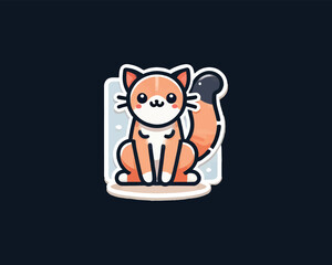 Cartoon cat logo design icon symbol vector illustration. 