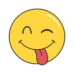 happy face with tongue out vector icon, fools’ day vector illustration - simple illustration of happy face with tongue out perfect for logos, and fools’ day-themed designs.