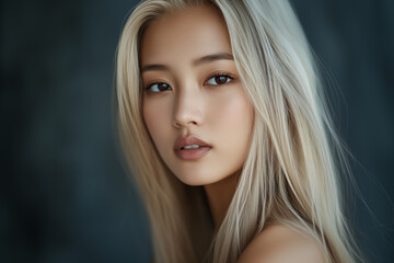 Portait of beautiful brone hair woman face, healthy beauty skincare and cosmetics for adverstising. Generative Ai.
