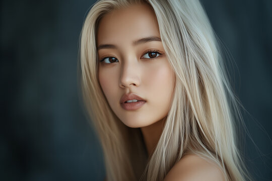 Portait of beautiful brone hair woman face, healthy beauty skincare and cosmetics for adverstising. Generative Ai.
