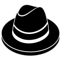 Elegant Black Fedora Hat Vector Graphic