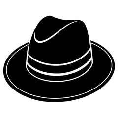 Elegant Black Fedora Hat Vector Graphic