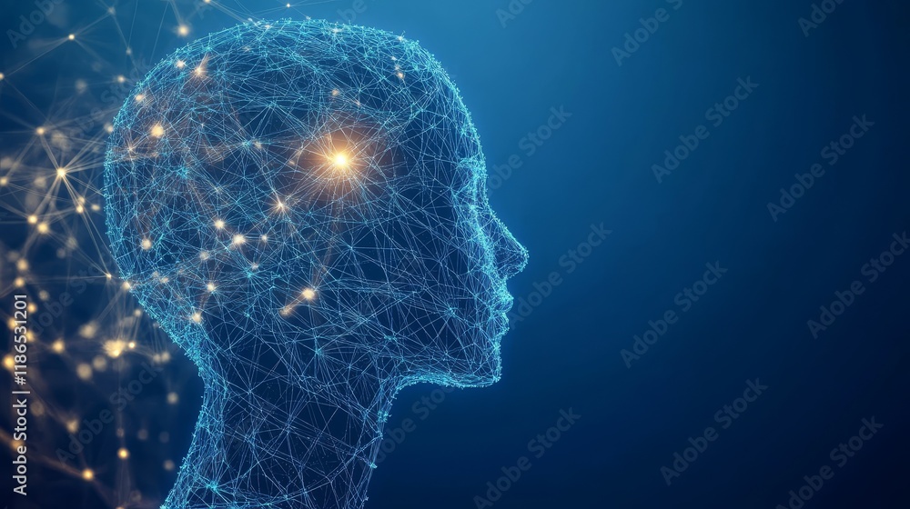 Aufkleber intricate network of connections in a human head, visual representation of brain activity, neural ne