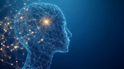 Intricate network of connections in a human head, visual representation of brain activity, neural networks, and artificial intelligence