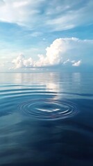 Obraz premium Tranquil Ocean Photo: Serene Ripples Gently Spreading Under a Calm Sky. AI Generated