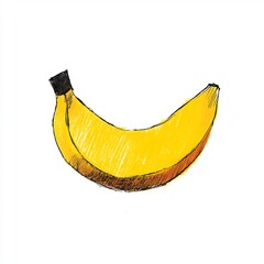 Hand-Drawn Sketch of a Vibrantly Yellow Banana. AI Generated