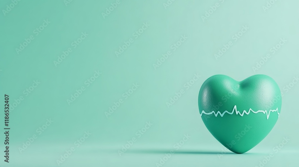 Aufkleber a minimalist design of a heartbeat line turning into a glowing globe on a soft teal gradient backgro