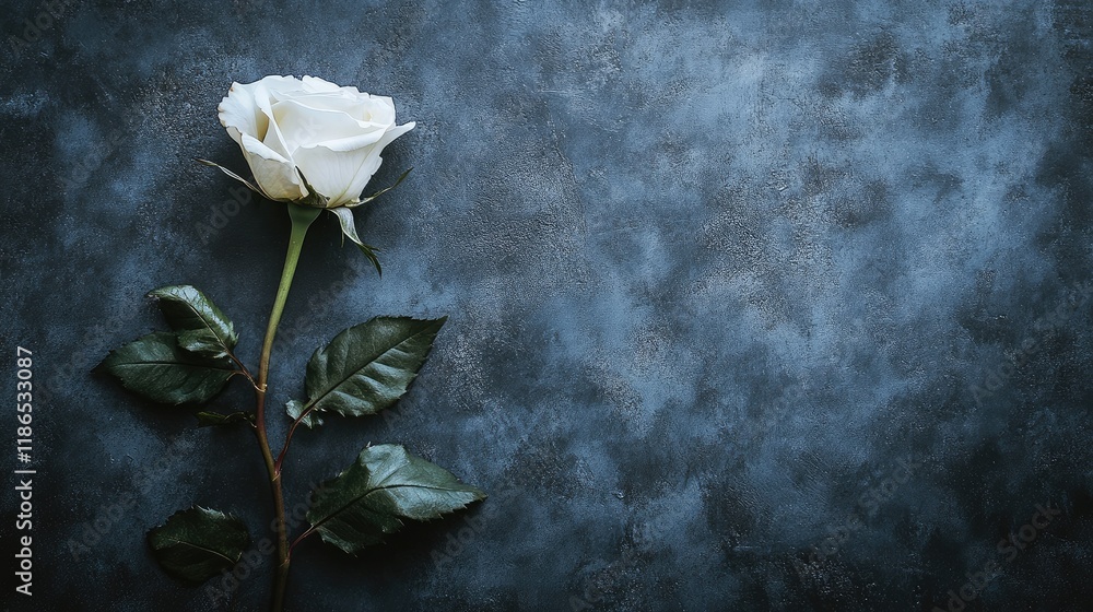 Aufkleber elegant white rose on textured background with ample space for personalized message or text overlay.