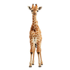 Obraz premium Photorealistic Young Giraffe on a Clean transparent background for.