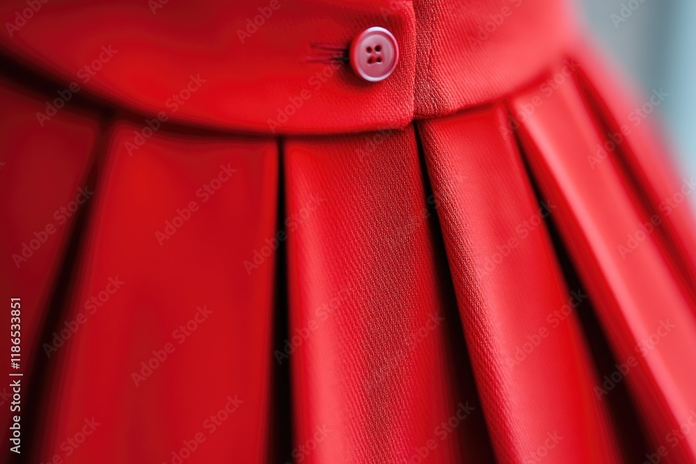 Poster a close-up view of a red dress with visible buttons