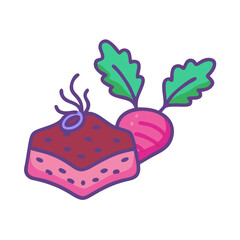 Chocolate Cake with Beet Topping - Unique Vector for Food and Branding Designs