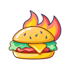 Spicy Burger Vector - High-Quality Illustration for Fast Food and Branding