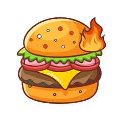 Spicy Burger Vector - High-Quality Illustration for Fast Food and Branding