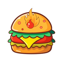 Delicious Burger Illustration - Ideal for Food Promotions and Menu Designs