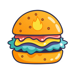 Delicious Burger Illustration - Ideal for Food Promotions and Menu Designs