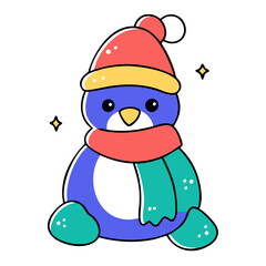 Cute Penguin in Santa Hat Vector - Perfect for Christmas and Winter Themes