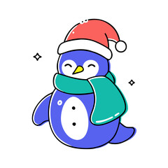 Cute Penguin in Santa Hat Vector - Perfect for Christmas and Winter Themes
