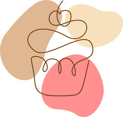 Cupcake Line Art With Blob