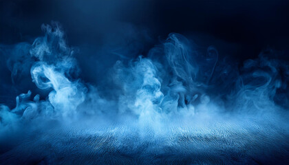 mysterious blue smoke fog over dark surface