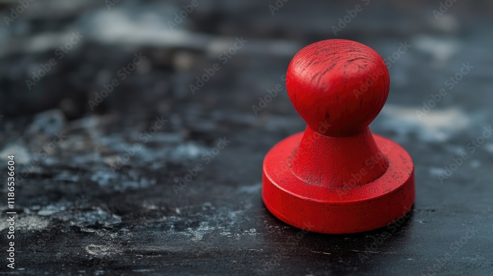 Poster a close-up view of a small red object sitting on a table