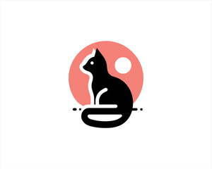 Silhouette cat icon vector illustration