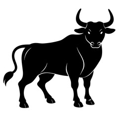 Majestic Bull Silhouette - Bold and Dynamic Vector for Creative Use