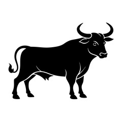 Majestic Bull Silhouette - Bold and Dynamic Vector for Creative Use
