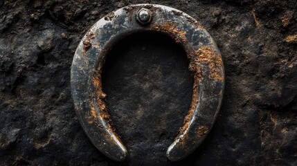 Rusty steel horseshoe on a textured surface showcasing vintage charm and historical significance in equestrian culture