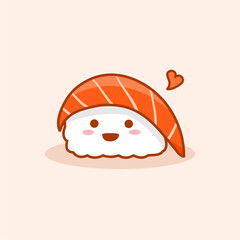 Cute Sushi Character. Kawaii Japanese Food Illustration