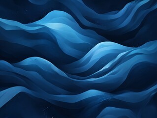 Obraz premium Serene Digital Painting: Abstract Blue Waves Flowing Elegantly. AI Generated