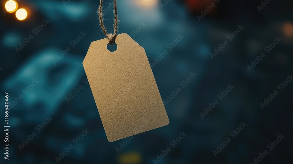 Poster soft blurred tag mockup with studio lighting and bokeh background for creative branding and design p