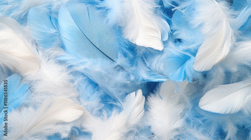 Aufkleber textured arrangement of soft blue and white feathers creating a serene and delicate background for a