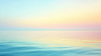 Fototapeta premium Serene Soft Blue Watercolor Horizon with Gentle Color Transition and Calm Sea Reflection