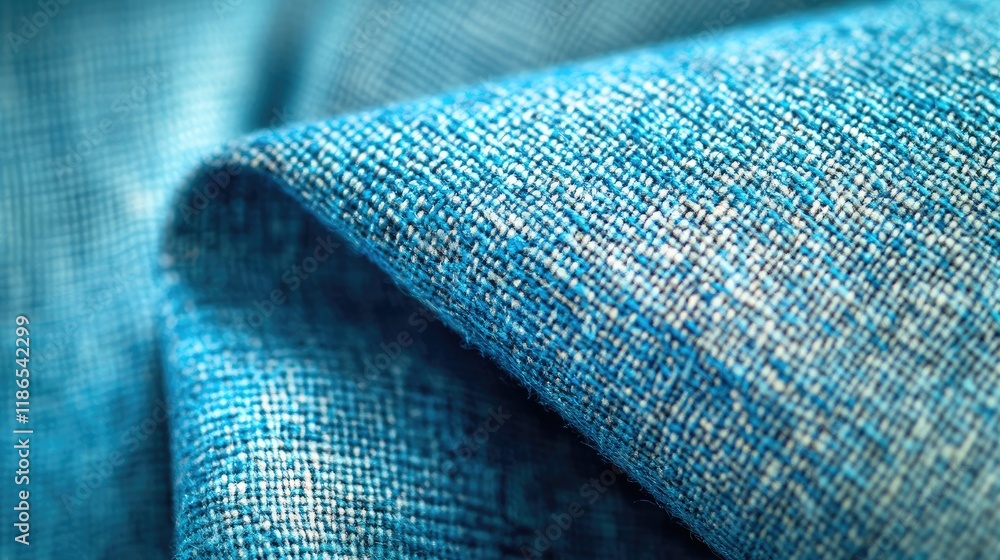 Poster textured blue and turquoise fabric with folds and creases displaying rich detail and depth in tones 