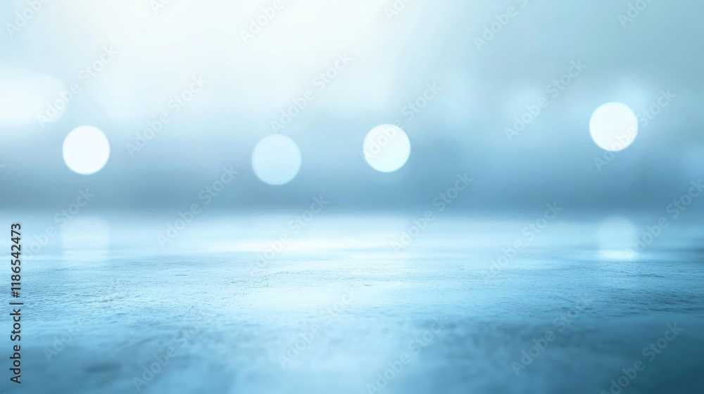 Aufkleber softly blurred floor with gentle blue gradient background and bokeh lights for elegant copy space de