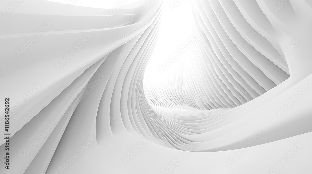 Aufkleber minimalist abstract architectural design featuring smooth curves and geometric lines in a bright whi