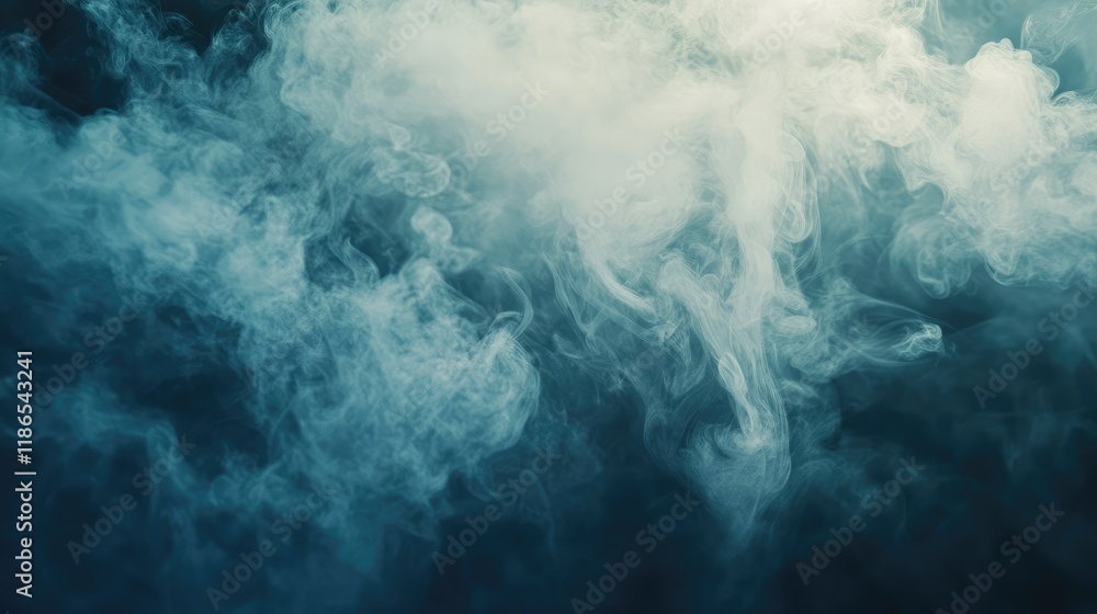 Poster ethereal soft smoke clouds on dark background creating a dynamic atmospheric texture