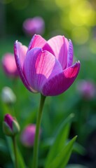 Fototapeta premium Delicate purple petals unfolding in summer garden, garden, summer, flower