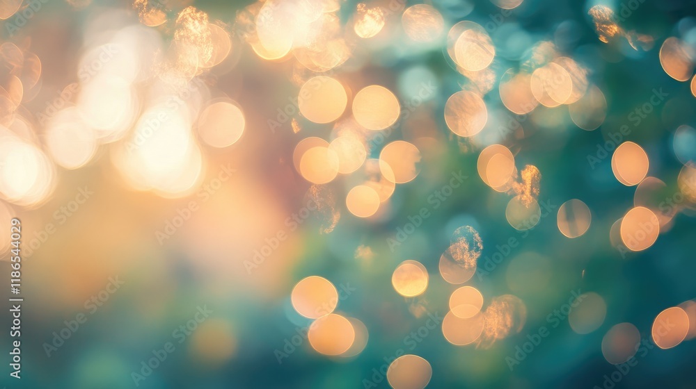 Poster dreamy soft focus bokeh lights creating a magical faded atmosphere in nature background